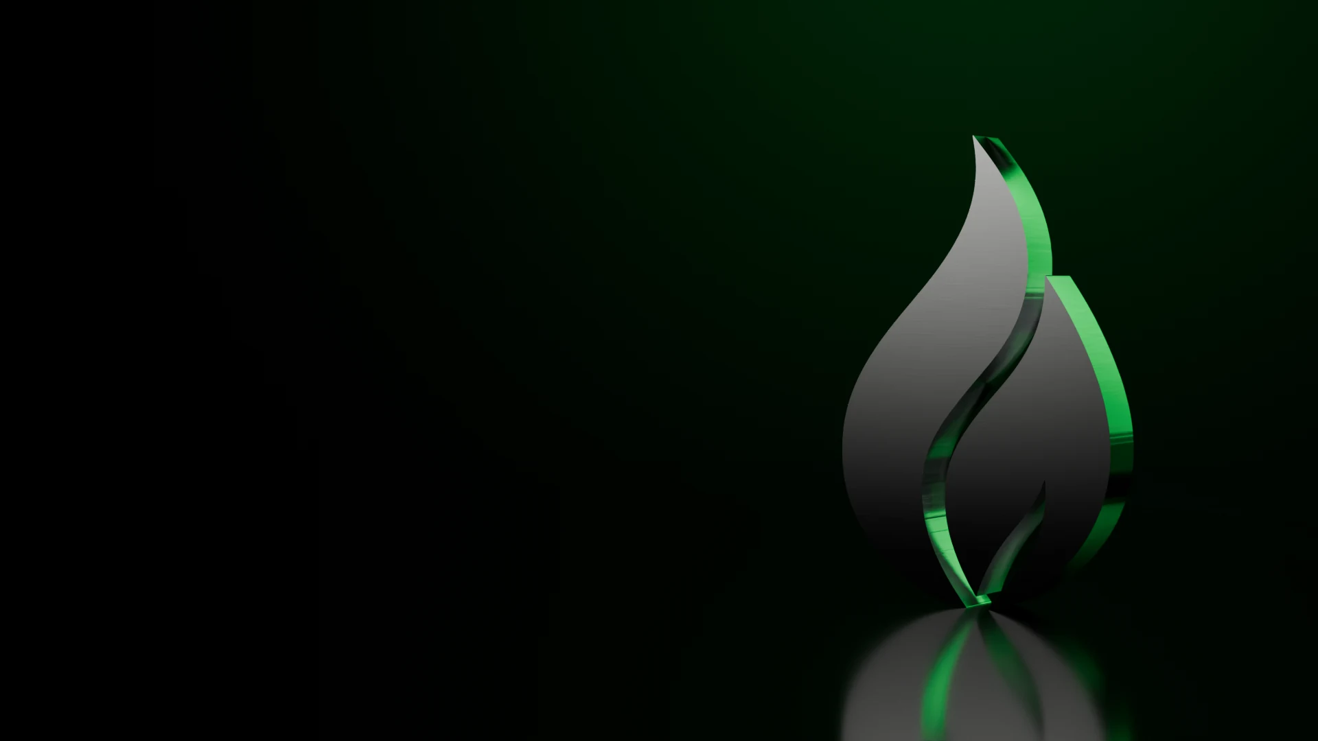 The LARFI mark in brushed metal, edged with green light